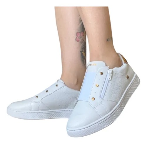Tênis Casual Feminino Cano Curto Com Zíper Comfortflex