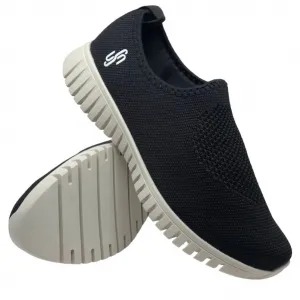 Calçado Casual Sem Cadarço – Conforto e Praticidade Preto Sola Branca