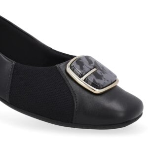 Sapatilha Couro Preto Bico Quadrado