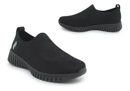 Tênis Slip On Todo Preto Tricot Detalhes