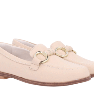 Mocassim Salto Bloco Couro Vanilla