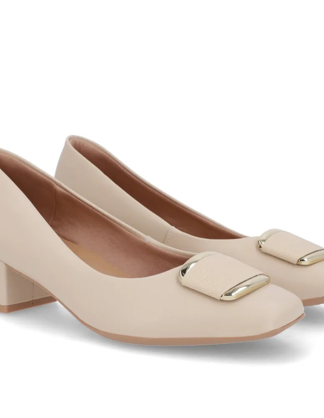 Scarpin Salto Bloco Couro Vanilla