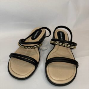 Tamanco tiras preta/ picadilly